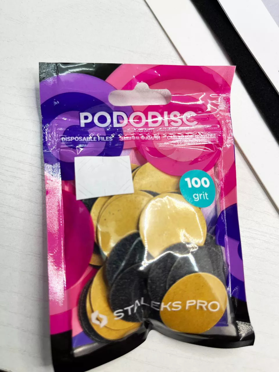 Disposable files on a soft base for pedicure disc Pododisc Staleks Pro M, 100 grit (50 pcs) PDF-20-100 - Image 5